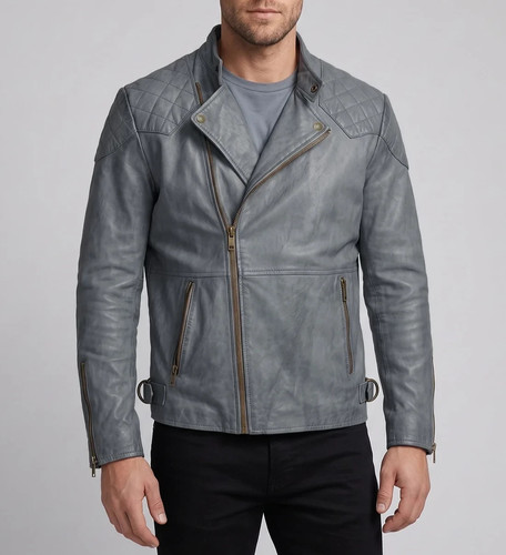 Mens grey real - grey, leather