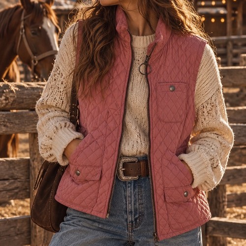 Barbour quilted vest pink - barbour,